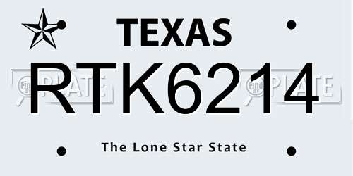 RTK6214 Texas License Plate