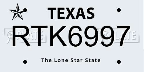 RTK6997 Texas License Plate