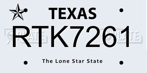 RTK7261 Texas License Plate