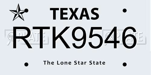 RTK9546 Texas License Plate