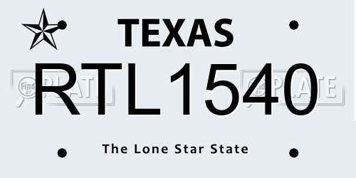RTL1540 Texas License Plate