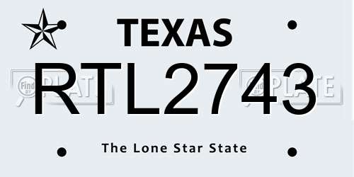 RTL2743 Texas License Plate