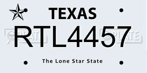 RTL4457 Texas License Plate