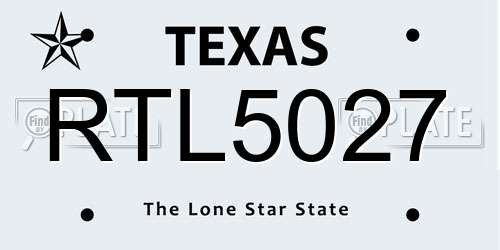 RTL5027 Texas License Plate
