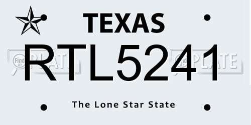 RTL5241 Texas License Plate