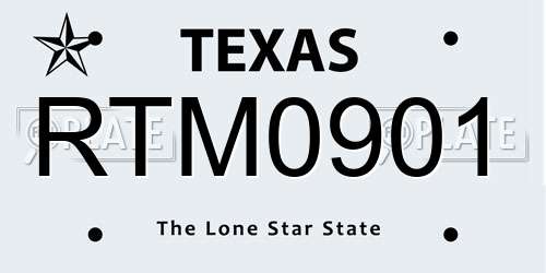 RTM0901 Texas License Plate
