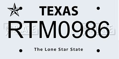 RTM0986 Texas License Plate