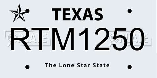 RTM1250 Texas License Plate