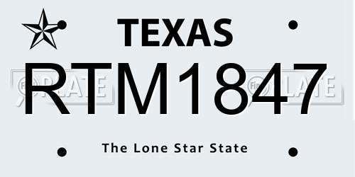 RTM1847 Texas License Plate