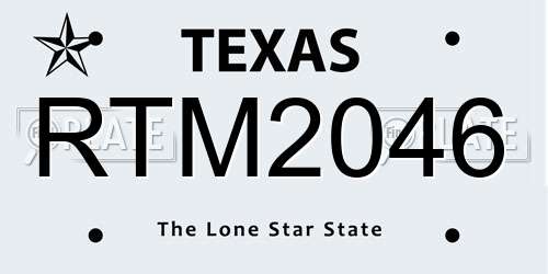 RTM2046 Texas License Plate