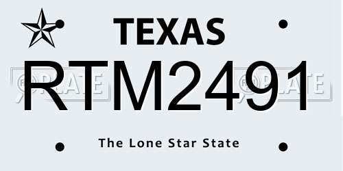 RTM2491 Texas License Plate