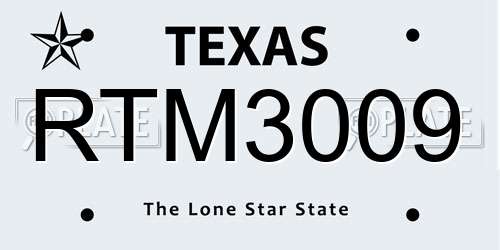 RTM3009 Texas License Plate