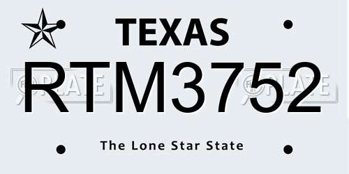 RTM3752 Texas License Plate
