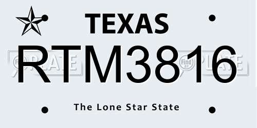 RTM3816 Texas License Plate