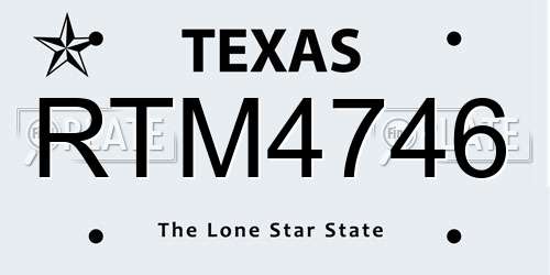 RTM4746 Texas License Plate