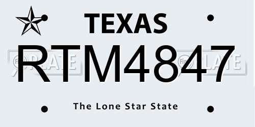 RTM4847 Texas License Plate