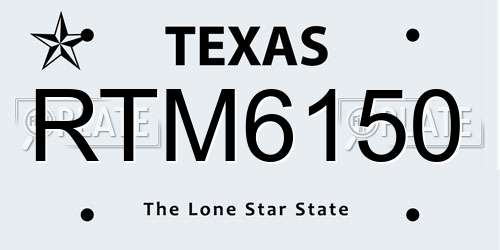 RTM6150 Texas License Plate