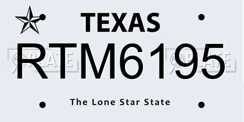 RTM6195 Texas License Plate