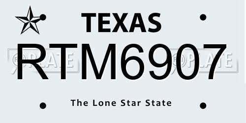 RTM6907 Texas License Plate