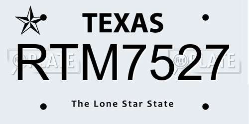RTM7527 Texas License Plate