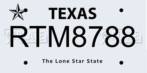 RTM8788 Texas License Plate