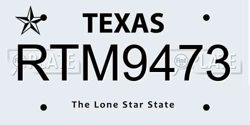 RTM9473 Texas License Plate