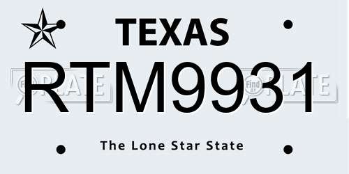 RTM9931 Texas License Plate