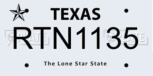 RTN1135 Texas License Plate