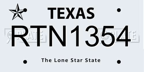 RTN1354 Texas License Plate