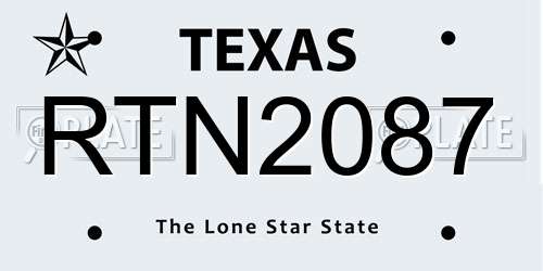 RTN2087 Texas License Plate