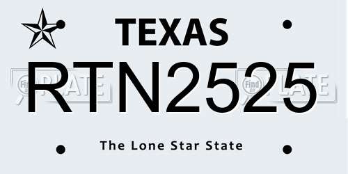 RTN2525 Texas License Plate