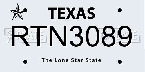 RTN3089 Texas License Plate