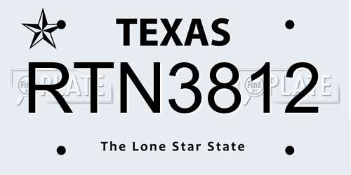 RTN3812 Texas License Plate