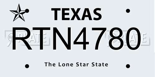 RTN4780 Texas License Plate