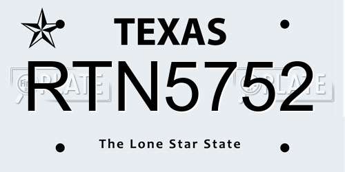 RTN5752 Texas License Plate