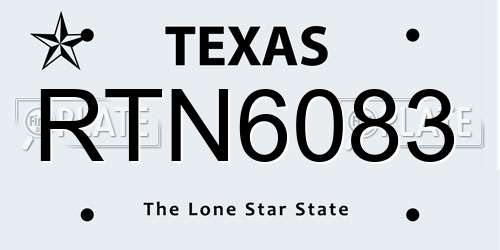 RTN6083 Texas License Plate