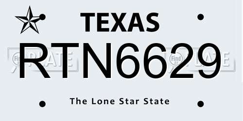 RTN6629 Texas License Plate