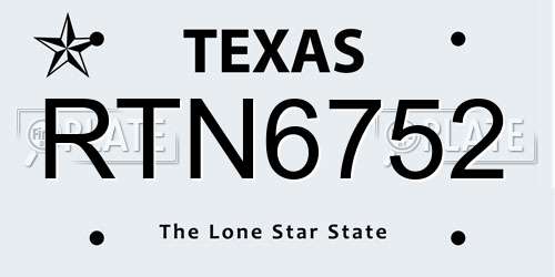 RTN6752 Texas License Plate