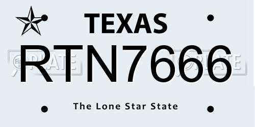 RTN7666 Texas License Plate