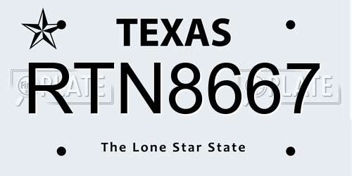 RTN8667 Texas License Plate