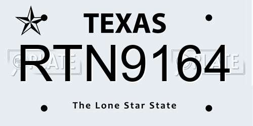 RTN9164 Texas License Plate