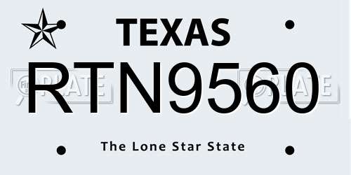 RTN9560 Texas License Plate