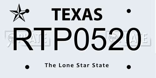 RTP0520 Texas License Plate