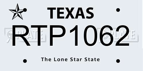 RTP1062 Texas License Plate