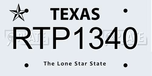 RTP1340 Texas License Plate