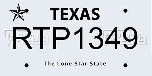 RTP1349 Texas License Plate