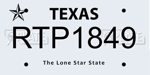 RTP1849 Texas License Plate