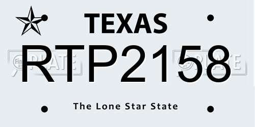 RTP2158 Texas License Plate