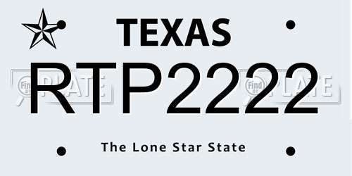 RTP2222 Texas License Plate