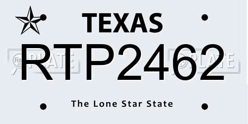 RTP2462 Texas License Plate